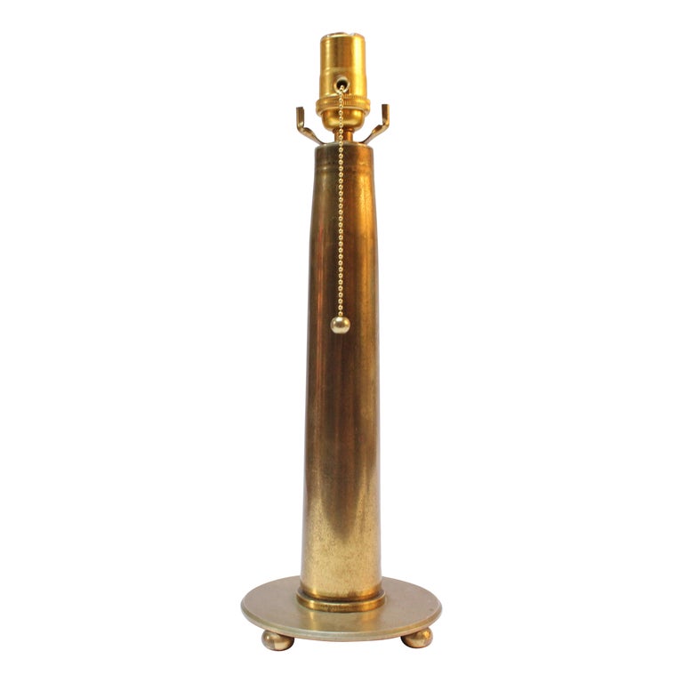 Vintage Brass Artillery Shell Trench Art Table Lamp For Sale at