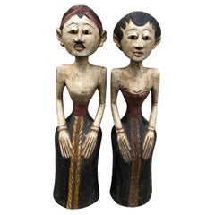 Vintage Loro Blonyo, Inseparable Couple Figures, Java, Indonesia