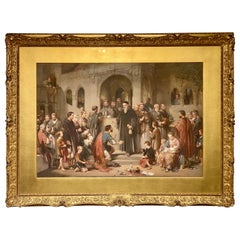 Large Painting George Cattermole '1800-1868' British Titled Distributing Alms