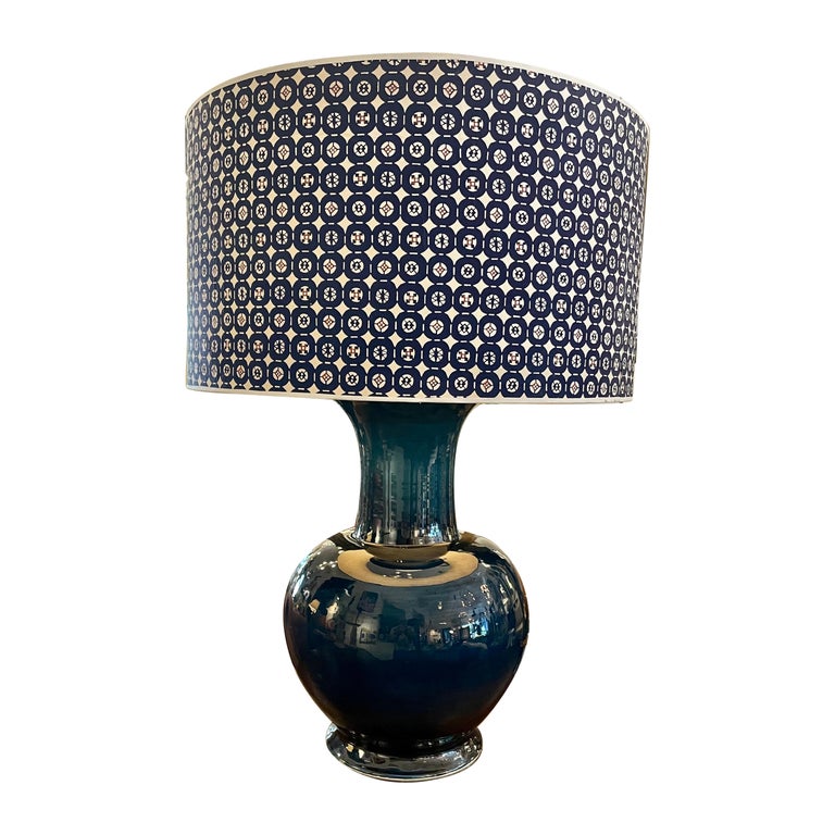 Lampe vintage Jean Roger en céramique émaillée bleue En vente sur 1stDibs