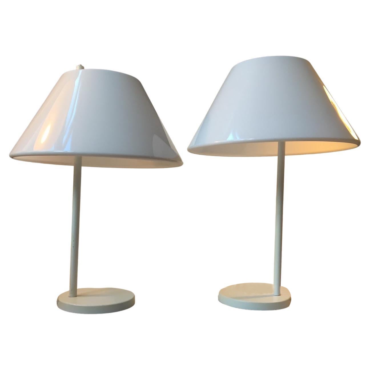 Louis Poulsen Scandinavian White Minimalist Table Lamps, 1970s For Sale