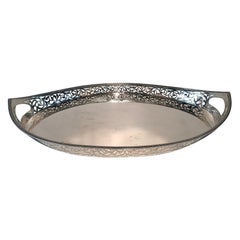 Antique Austrian Silver Galleried Oval Tray