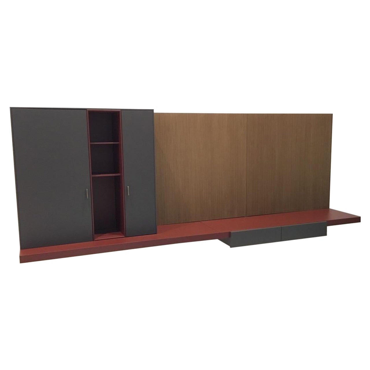Wall Unit in Matt Lacquer & Wood by David Lopez Quincoces for Lema For Sale
