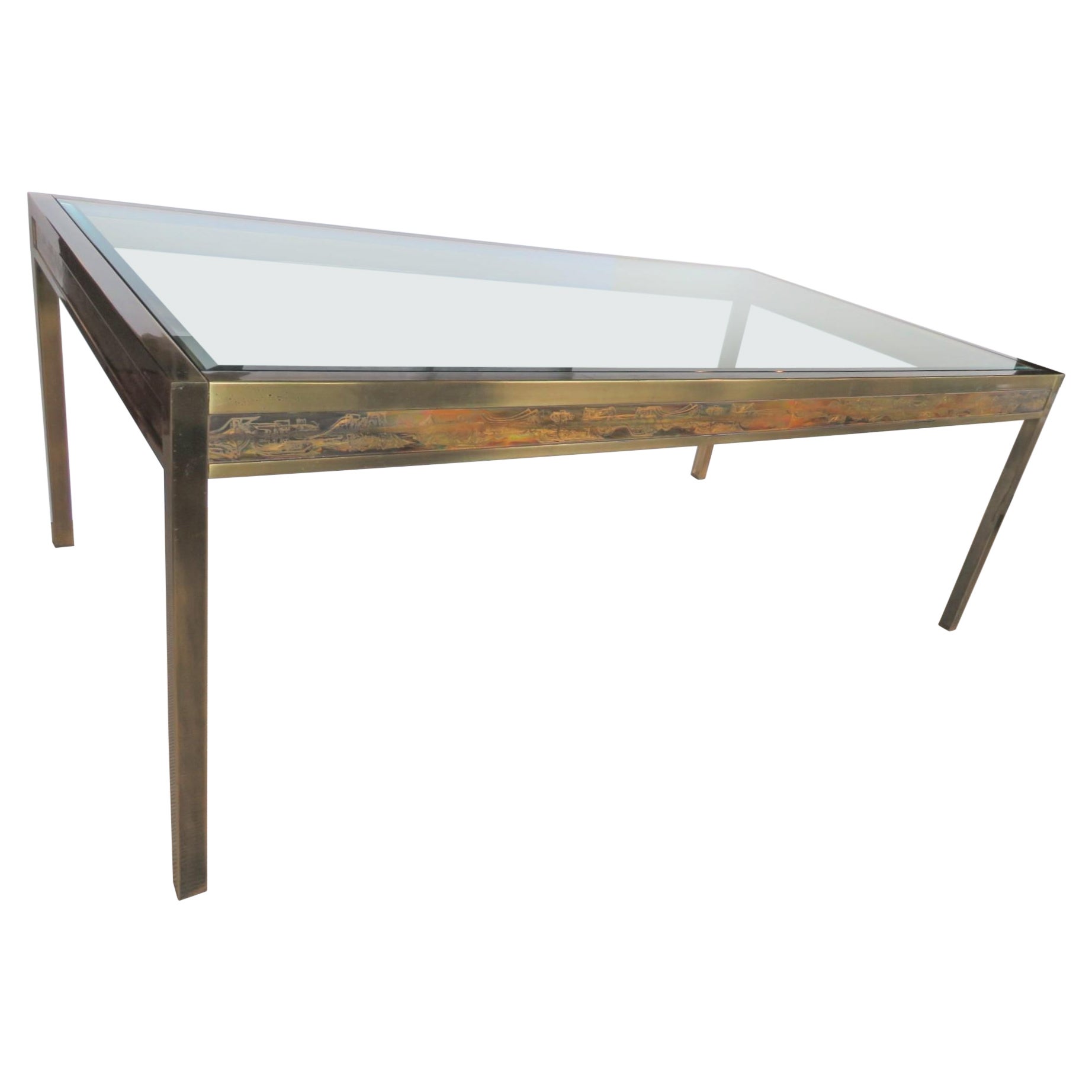 Hollywood Regency Brass/Glass Dining Table by Bernhard Rohne for Mastercraft