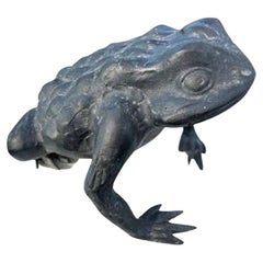 Japan Antique Cast Bronze Frog Toad Kaeru 100 Years Old