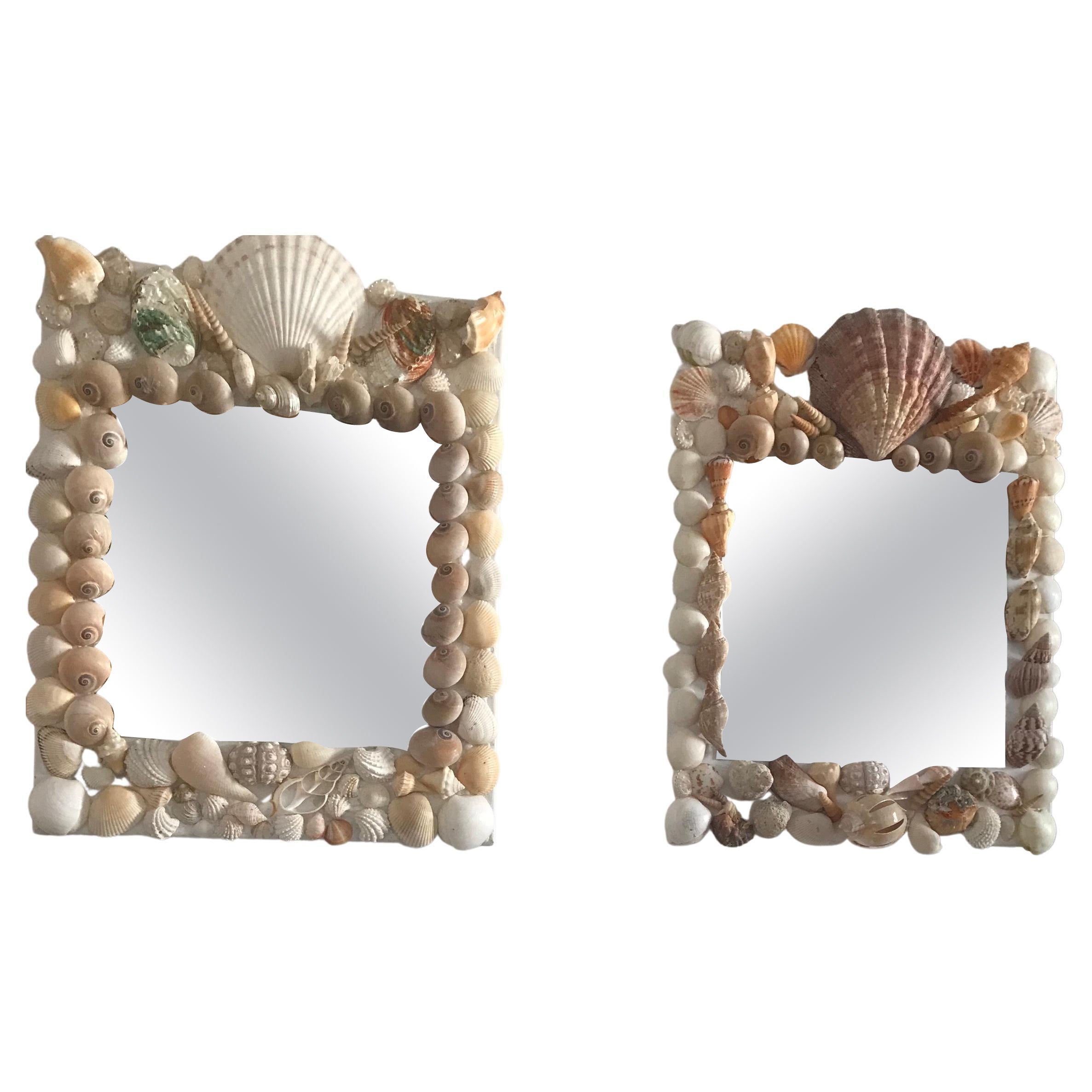 Pair of Elegant Shell Mirrors For Sale