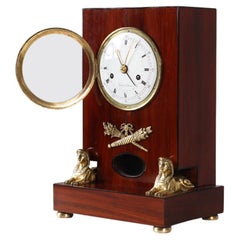 Antique Early 19th Empire Mantel Clock, French Pendule, Retour d'Egypte, Mahogany