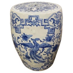 Used Chinese Blue and White Painted Porcelain Garden Stool