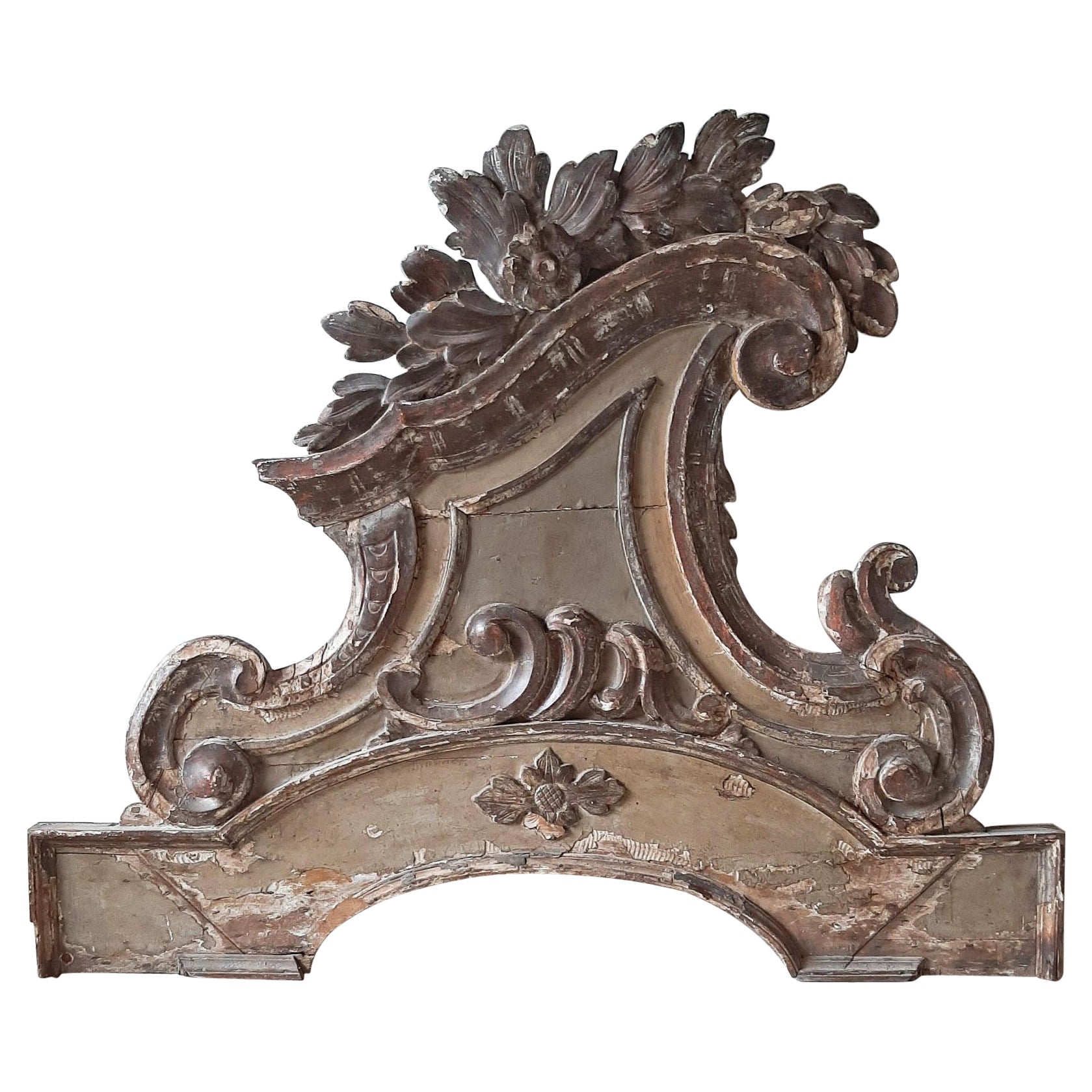 Monumentale XL Italienische Rokoko-Schnitzerei „Supra Porte“ mit Ornament aus Holz, 18. Jahrhundert