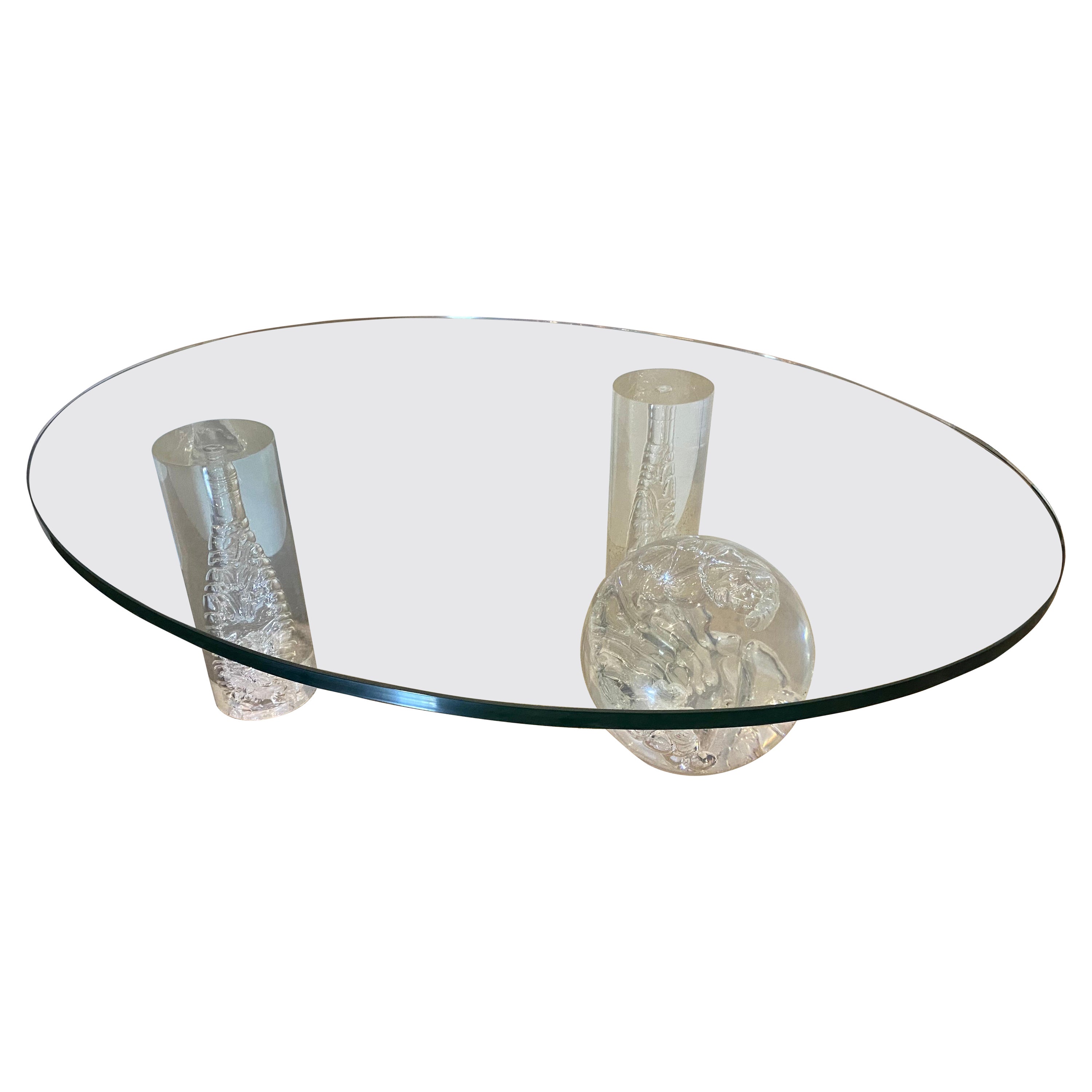 American Modern Lucite and Glass Coffee Table, Charles Hollis Jones For Sale