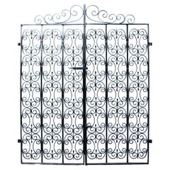 Vintage Pair of Wrought Iron Garden Gates with Posts