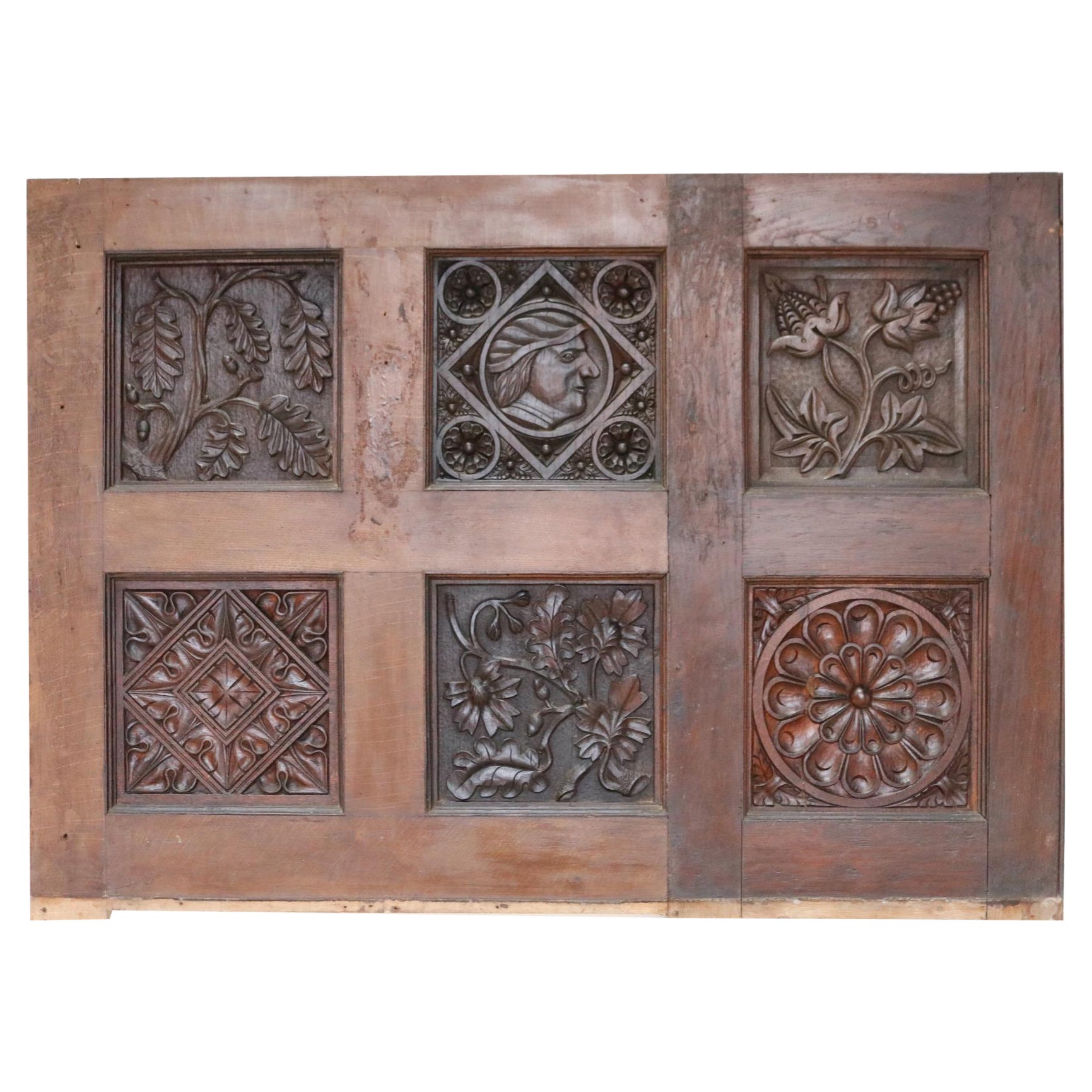 Oak Wall Panel in the Jacobean Style For Sale