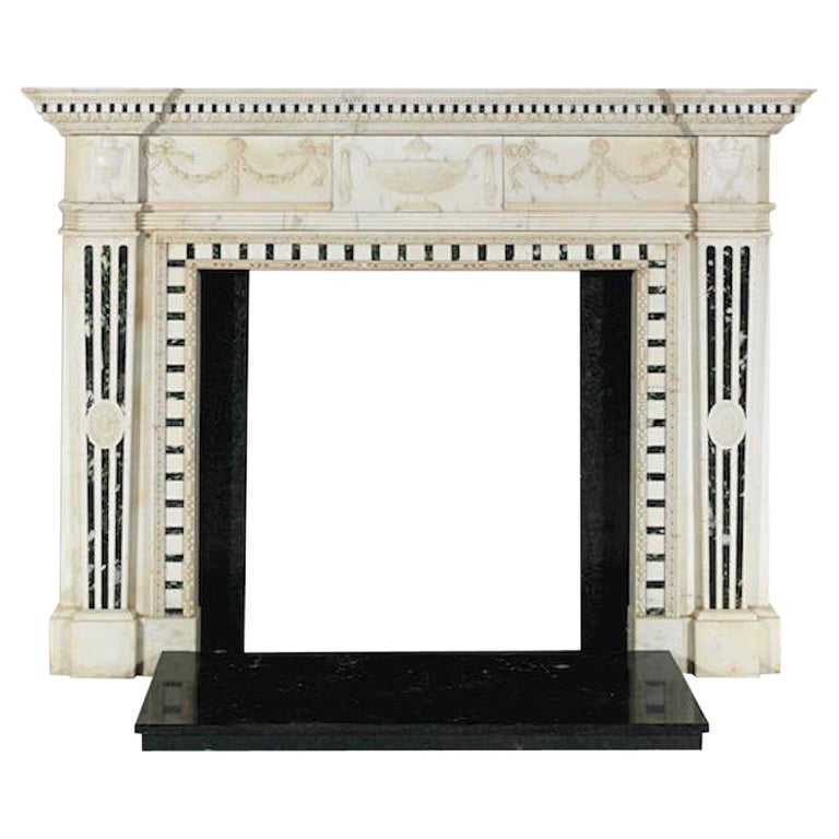 19th Century Carrara and Verde Antico Marble Chimneypiece For Sale at ...