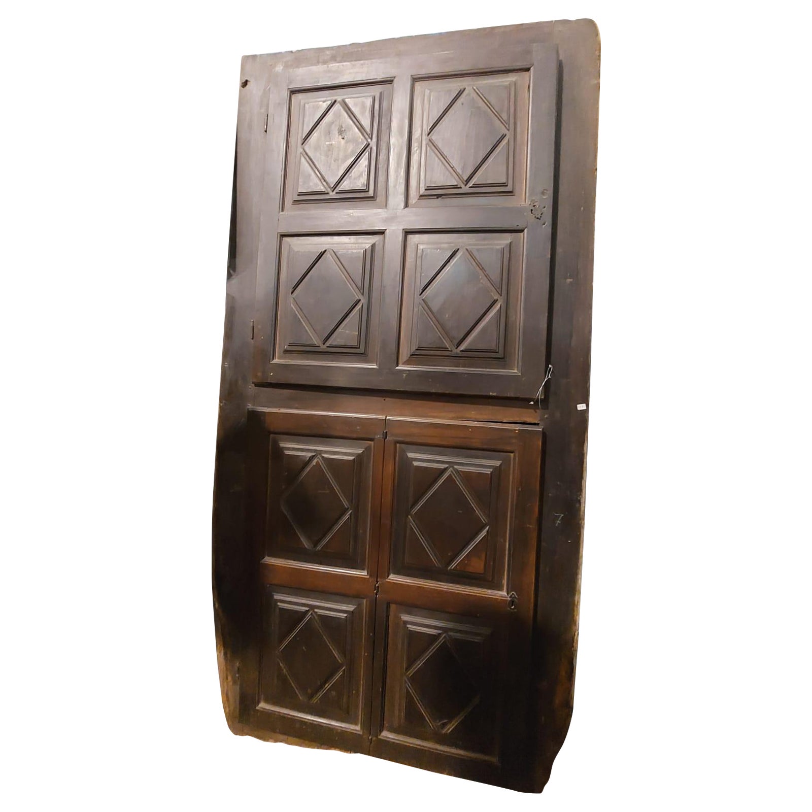 Antique Walnut Wall Placard, Double Body Cupboard, Carved Walnut, '700 Italy For Sale