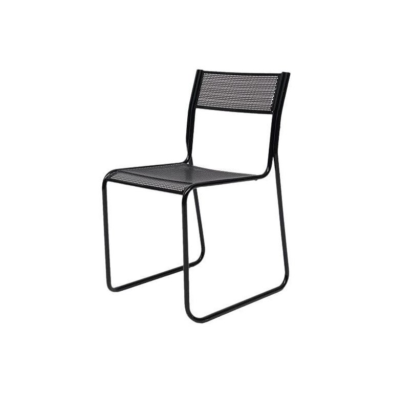 Space Age Stackable Chair, Steel, Black, 1980s