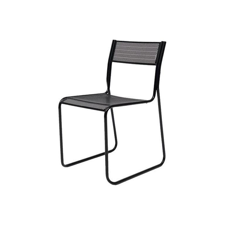 Space Age Stackable Chair, Steel, Black, 1980s For Sale