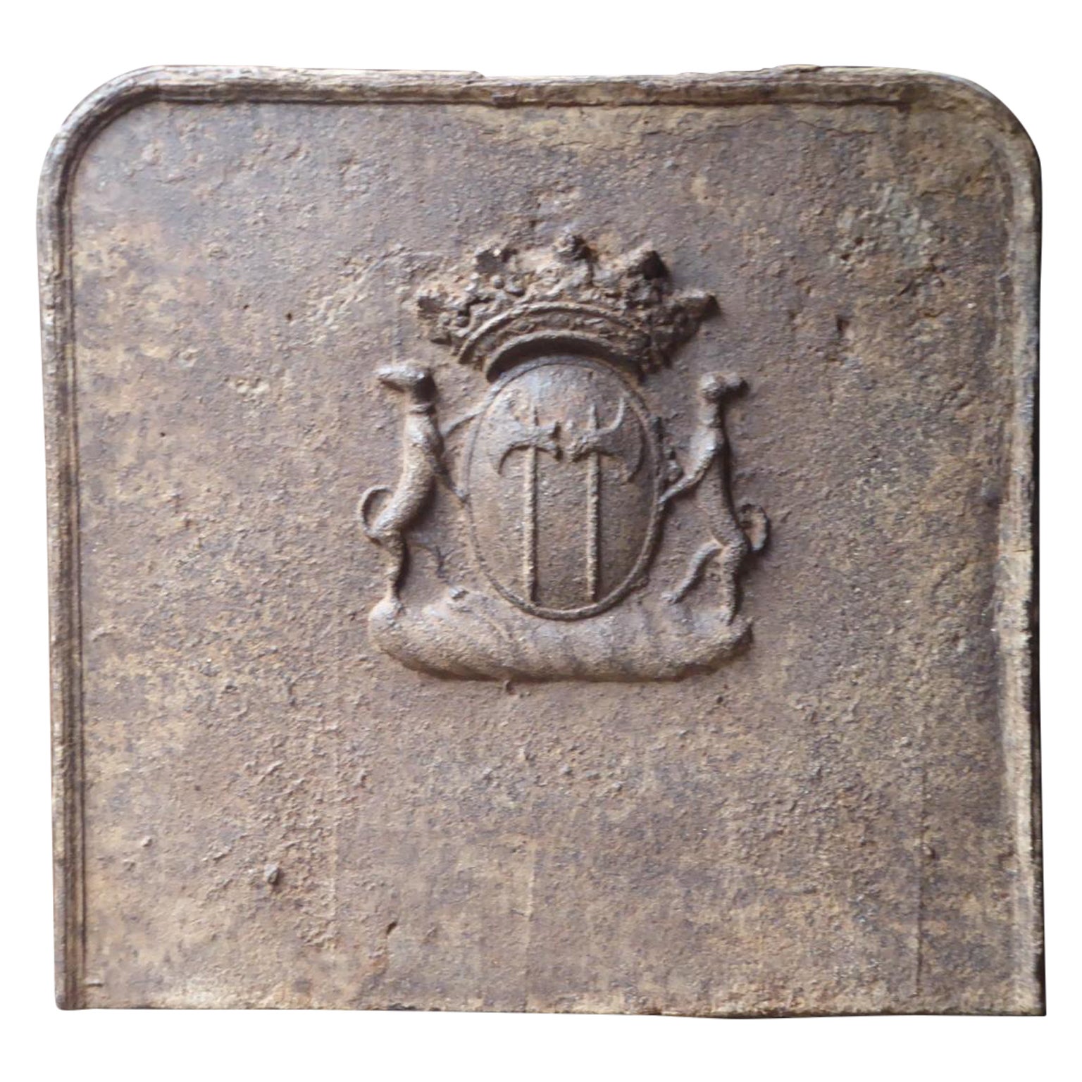 Large French Louis XIV 'Coat of Arms' Fireback / Backsplash, 17th Century For Sale