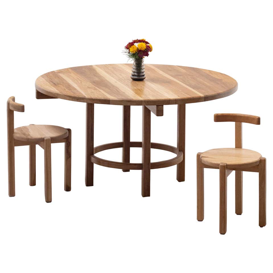 Rosewood Dining Table with Nested Chairs by Hans Olsen at 1stDibs
