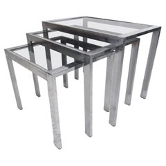 Retro Modern Metal and Glass Nesting Tables