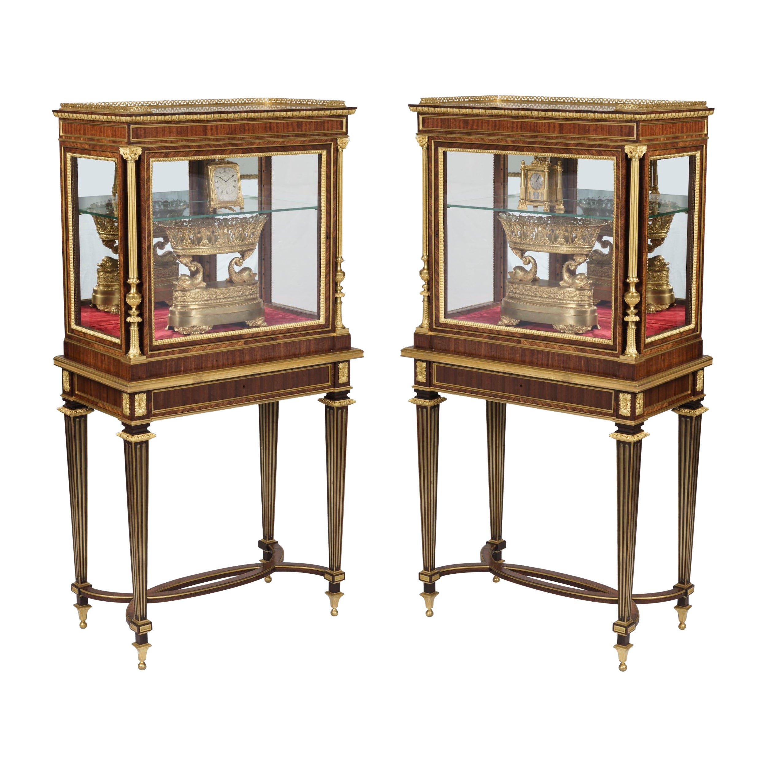 Pair of Display Cabinets in the Louis XVI Style For Sale