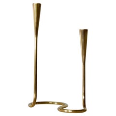 Small Brass Serpentine Candleholder Candlesticks by Illums Bolighus Denmark