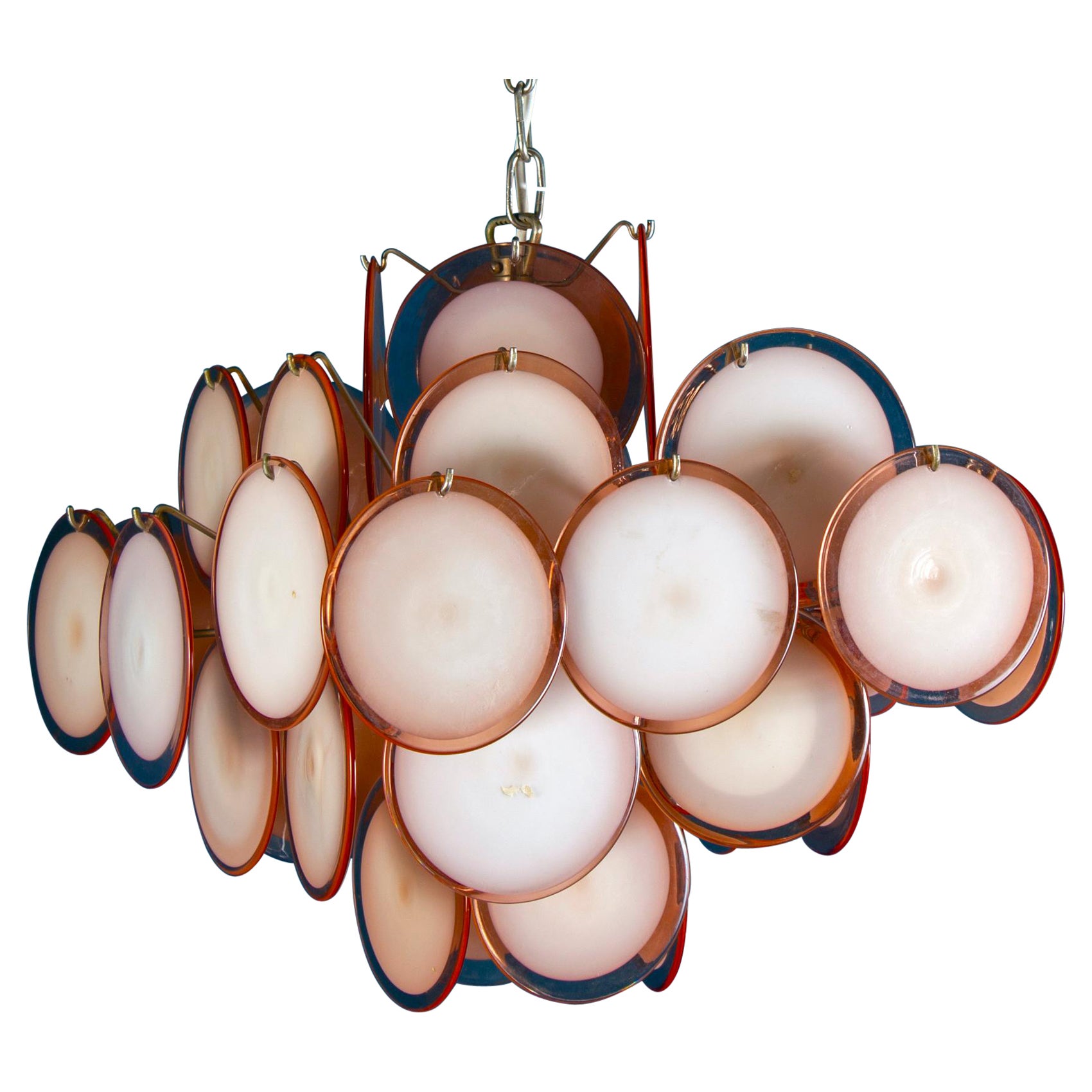 Murano Disc Chandelier Attributed to Vistosi, 1970s For Sale