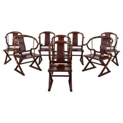 Set of Eight Chinese Export Ming Style Horseshoe Dining Armchairs