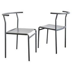 1980s Italian Stacking Metal Cafè Chair, Attributed to Philippe Starck