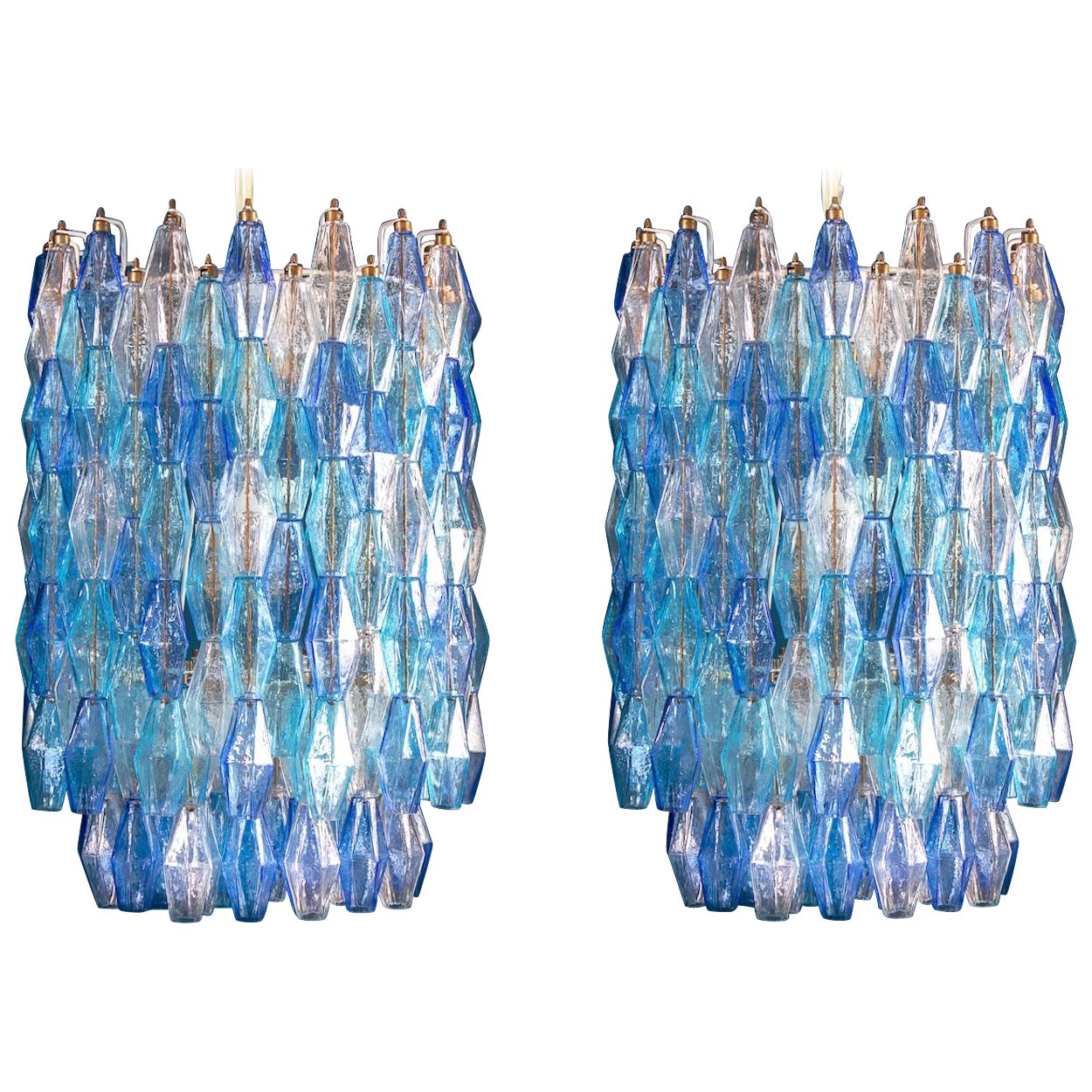 Majestic Murano Glass Sapphire Colored Poliedri Chandelier