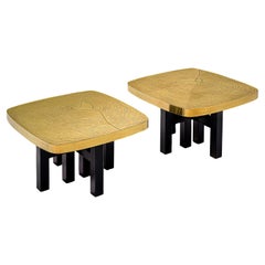 Used Jean Claude Dresse Pair of Side Tables in Brass