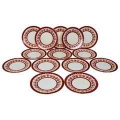 Antique Set of 14 Dinner Plates by Royal Cauldon England in a Rose Pattern