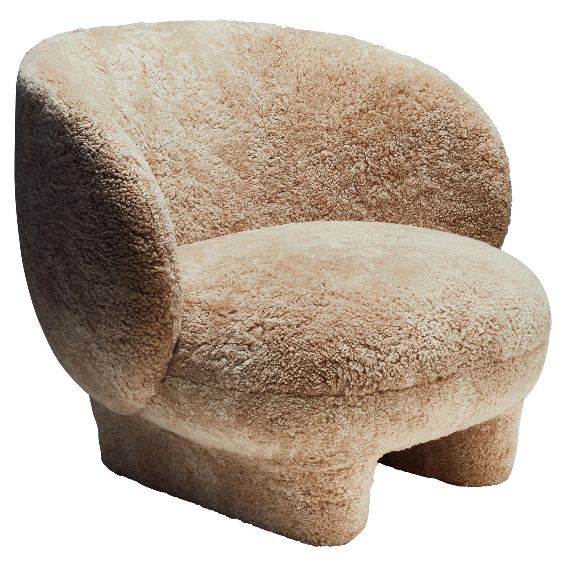 La Manufacture-Paris Moro Sheepskin Armchair Designed by Sebastian Herkner For Sale