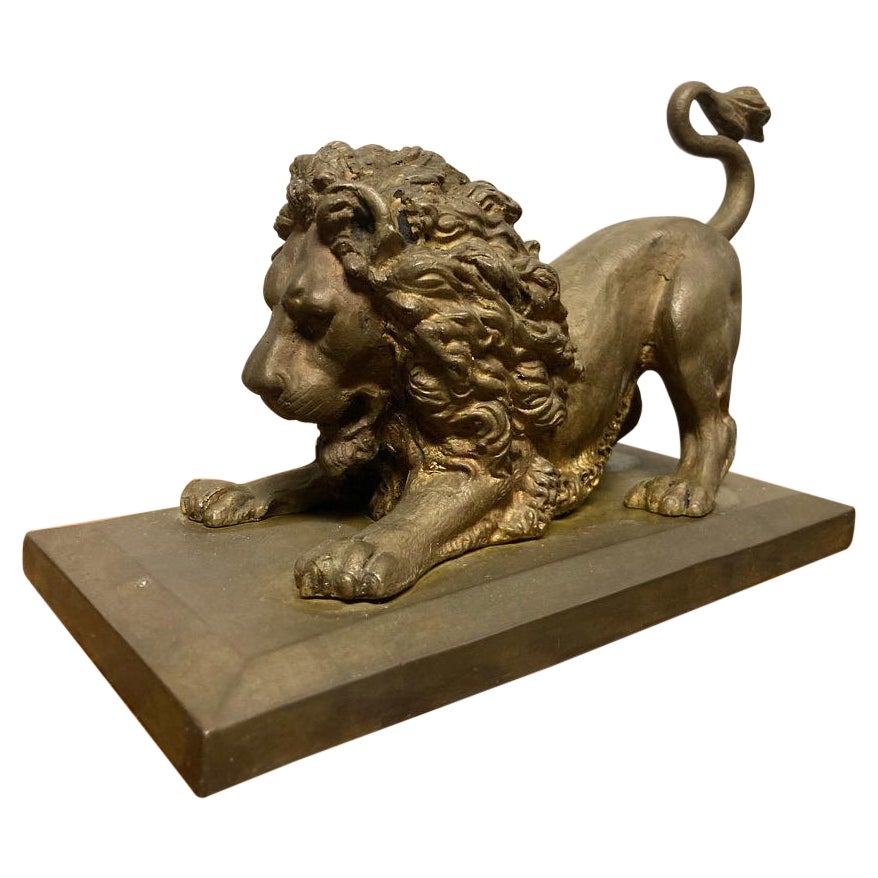 19th Century French Gilt Bronze of a Crouching Lion