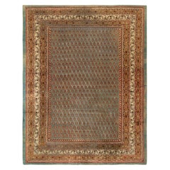 Hand-Knotted Antique Amritsar Rug in Turquoise, Gold, Red Paisley Pattern
