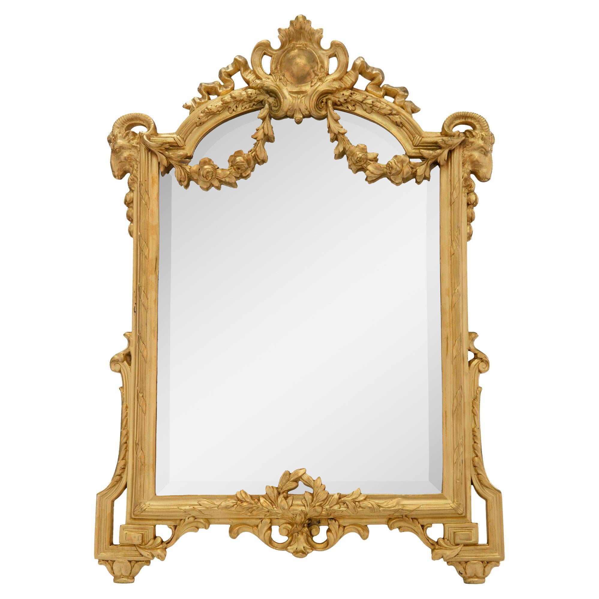 French 19th Century Louis XVI Style Ormolu Freestanding Vanity Mirror For Sale