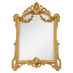 Antique French 19th Century Louis XVI Style Ormolu Freestanding Vanity Mirror