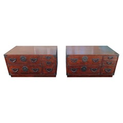 Fantastic Pair Baker Chinoiserie Asian Tansu Night Stands Mid-Century Modern