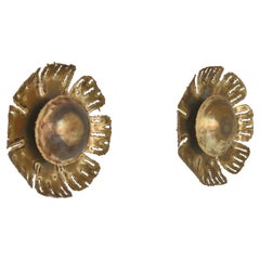 Vintage Brutalist Brass Wall Sconces "Flower" by Holm Sørensen & Co, Denmark, 1960s