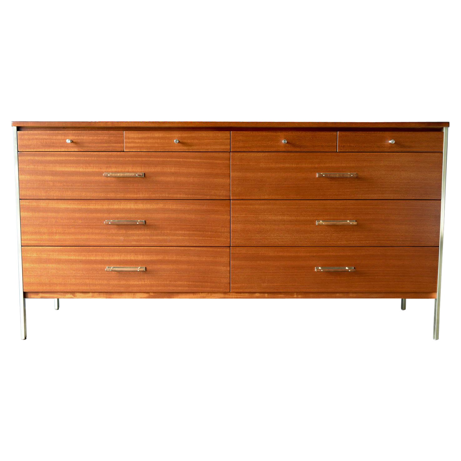 Paul McCobb for Calvin Brass and Mahogany 10 Drawer Credenza, ca. 1960