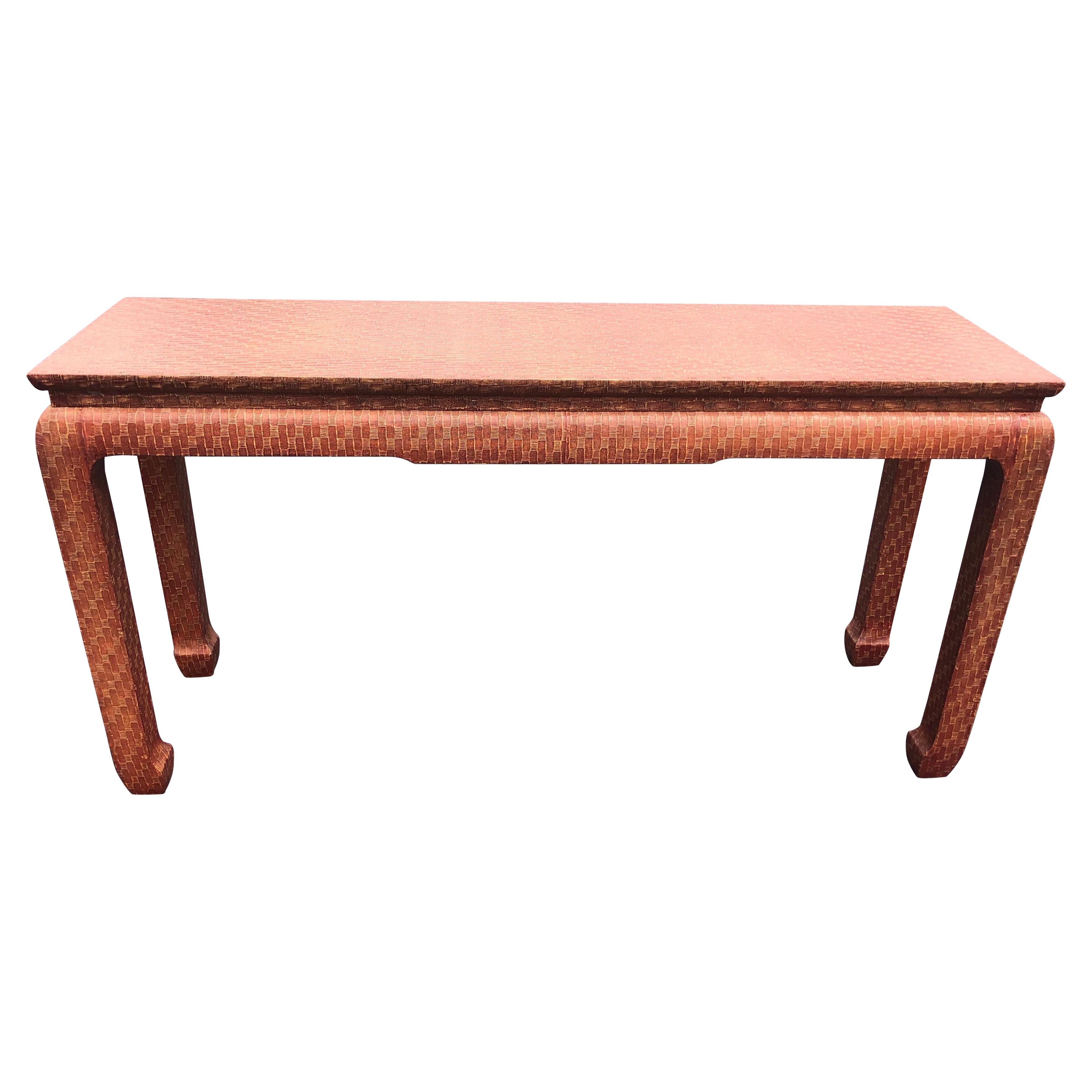 Leather Wrapped Console Ming Table By Baker