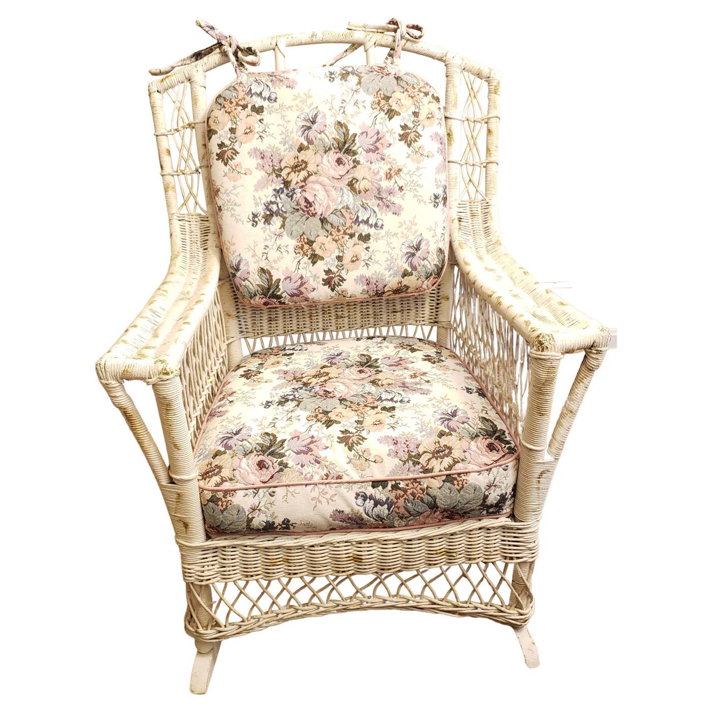 1870s Rocking Chair 1800s Antique Heywood Wakefield Large Wicker Rocking Arm Chair with ...