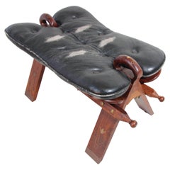 Tabouret de selle vintage égyptien africain en camel