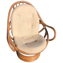 Used Mid Century Rattan Swivel Chair