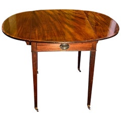 Fine English Inlaid Mahogany Hepplewhite Period Pembroke Table with Drawer