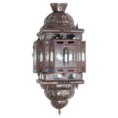 Moorish Handcrafted Light Fixture with Multi-Color Glass