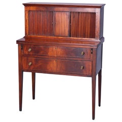 Antique English Mahogany Hepplewhite Tambour Desk Circa 1820