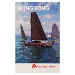 Northwest Orient Airlines / Hong Kong, 1960s. Vintage Airline Tourism Poster