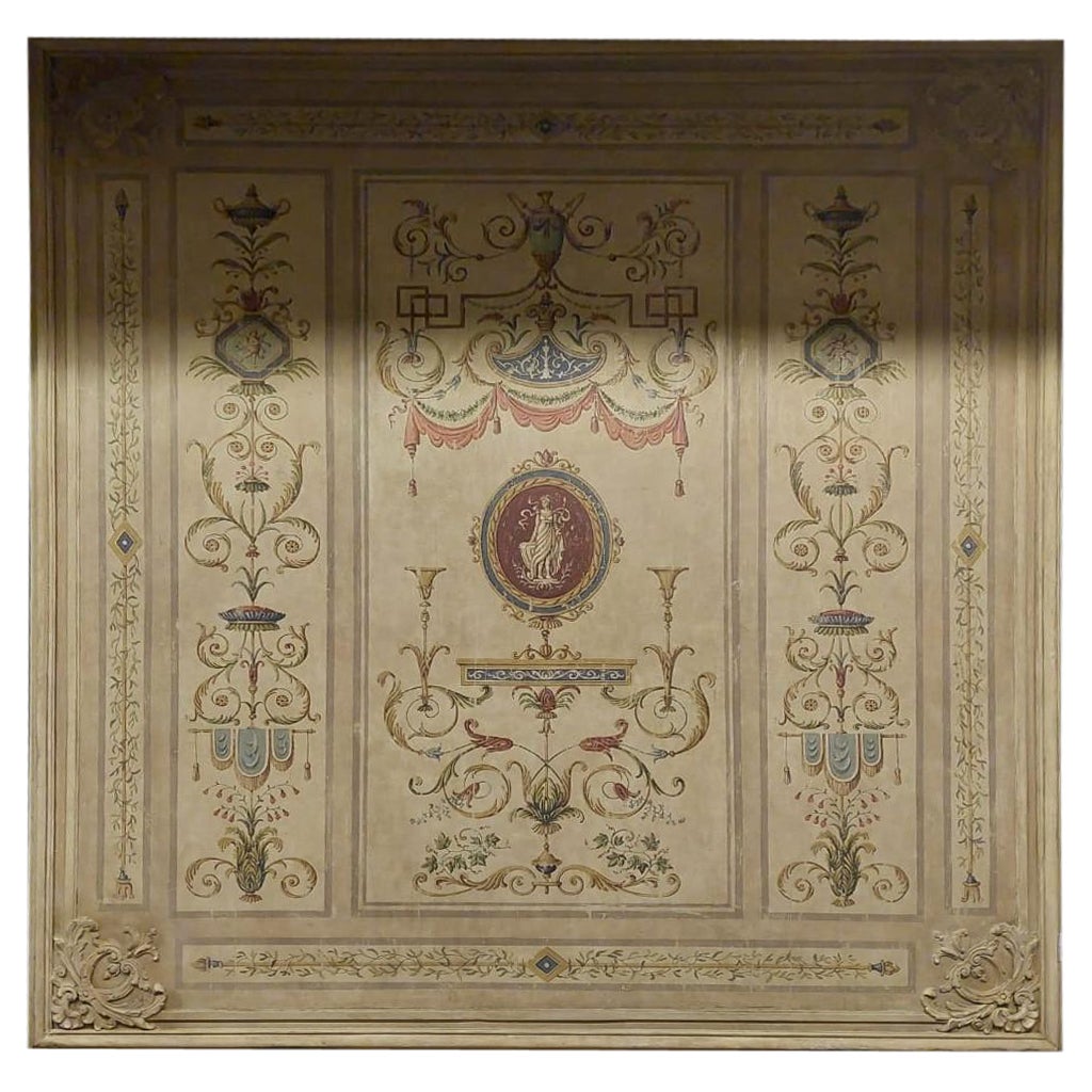 Antique Painted and Sculpted Neoclassical Ceiling Panel, Mid-18th Century, Italy