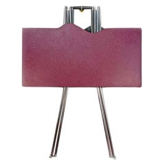 Mesa plegable italiana postmoderna de vino tinto y acero cromado by Zerodisegno Años 80