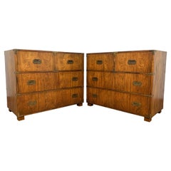 Pair of Baker Furniture Rosewood Campaign Chests, Circa 1950s